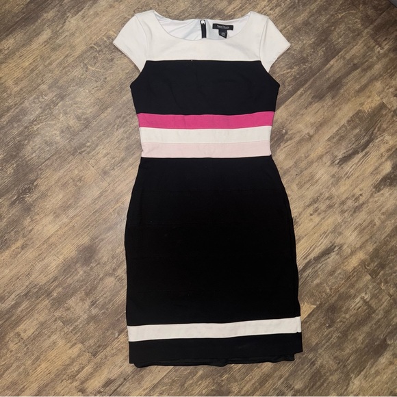 White House Black Market Colorblock Mini Dress - Black, White, Pink - Picture 2 of 11